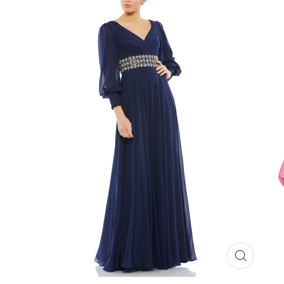 Mac Duggal Dresses & Skirts - NWOT Mac Duggal bishop sleeve wrap over belt detail flowy gown